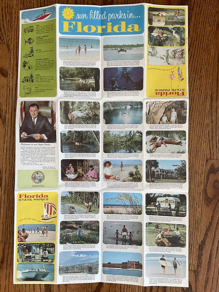 1968 Official Florida State Parks Vacation Road Map with Cities