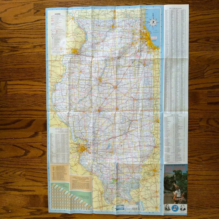 1968 Official Illinois State Highway Transportation Travel Road Map