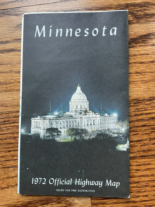 1972 Official Minnesota State Highway Transportation Travel Road Map