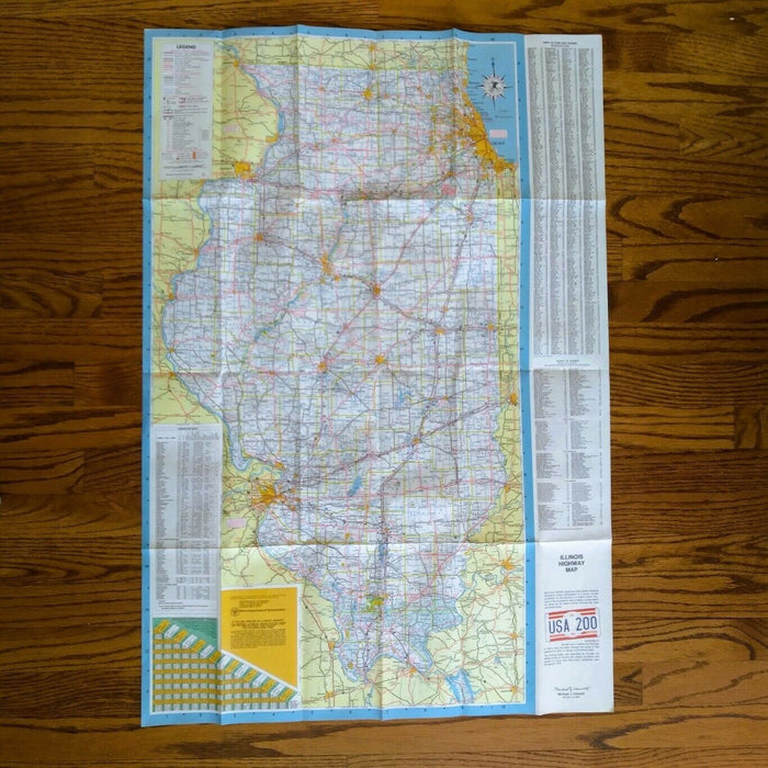 1975 Official Illinois State Highway Transportation Travel Road Map