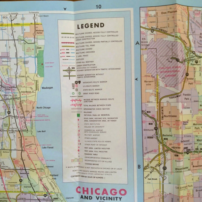 1979-1980 Official Illinois State Highway Transportation Travel Road Map