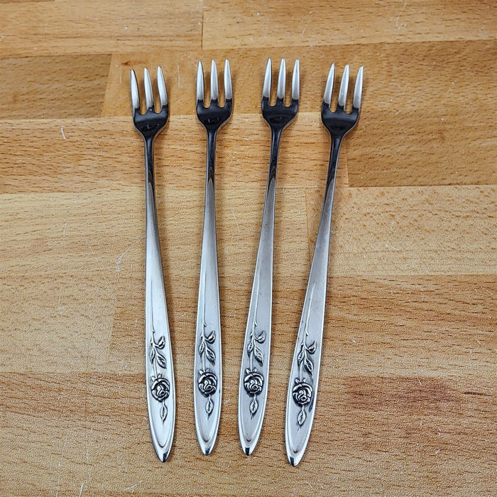 4 Oneida MY ROSE Cocktail Seafood Fork Community Stainless Flatware 6 1/4" 16cm