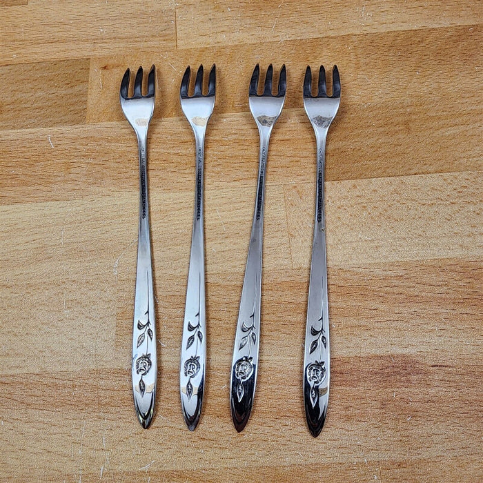 4 Oneida MY ROSE Cocktail Seafood Fork Community Stainless Flatware 6 1/4" 16cm