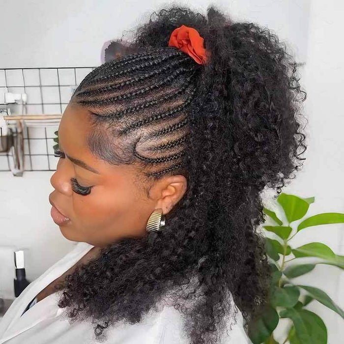 4 Packs $134| QVR Afro Kinky Curly Crochet Hair Natural Black Machine Made Feather Human Hair Extension