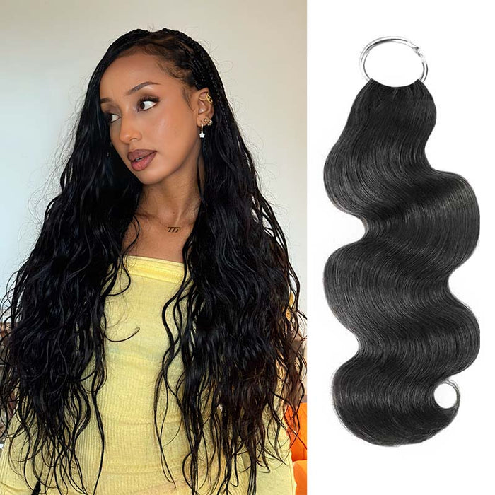 4 Packs $134|  QVR Body Wave Crochet Hair Natural Black Machine Made Feather Human Hair Extension