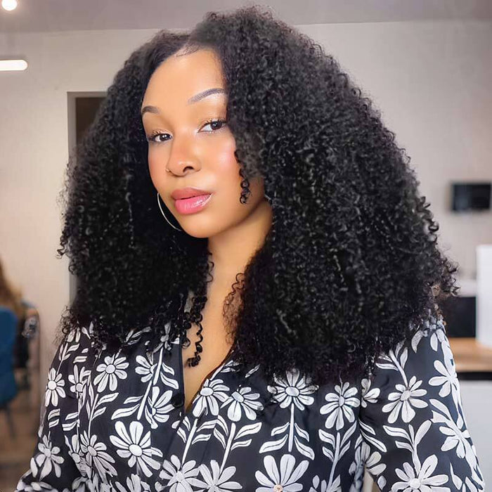 4 Packs $134| QVR Burmese Kinky Curly Crochet Hair Natural Black Machine Made Feather Human Hair Extension