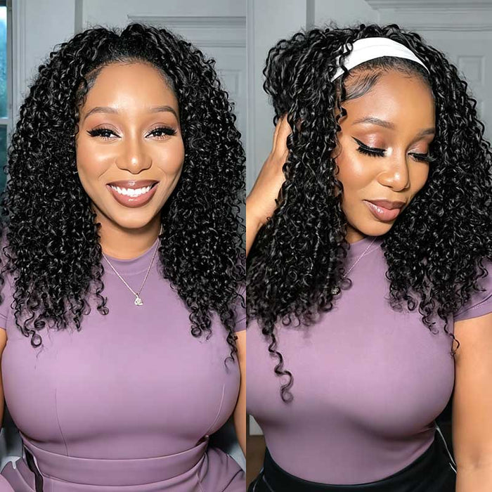 4 Packs $134|  QVR Ramen Curl Crochet Hair Natural Black Machine Made Feather Human Hair Extension