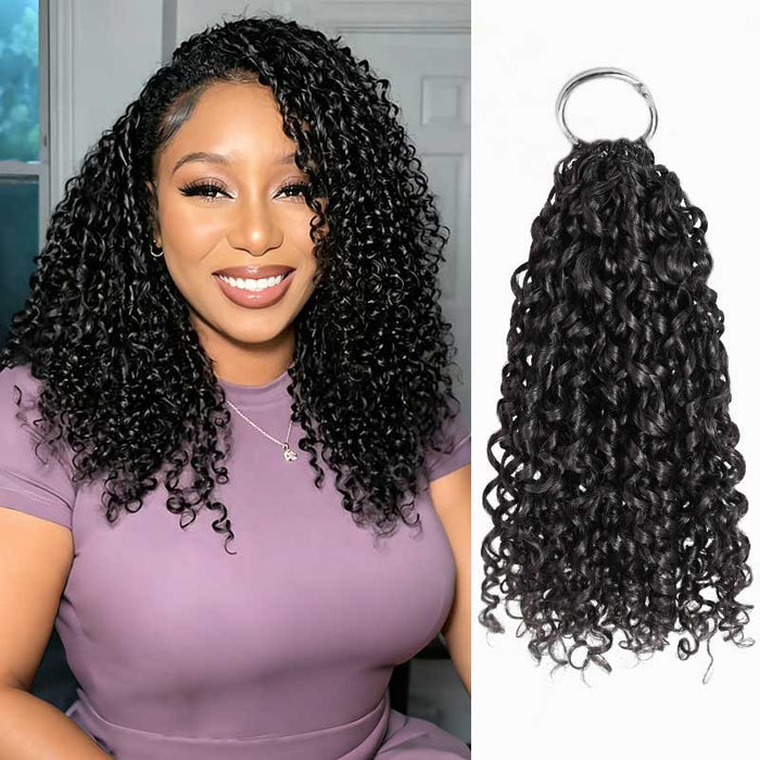 4 Packs $134|  QVR Ramen Curl Crochet Hair Natural Black Machine Made Feather Human Hair Extension