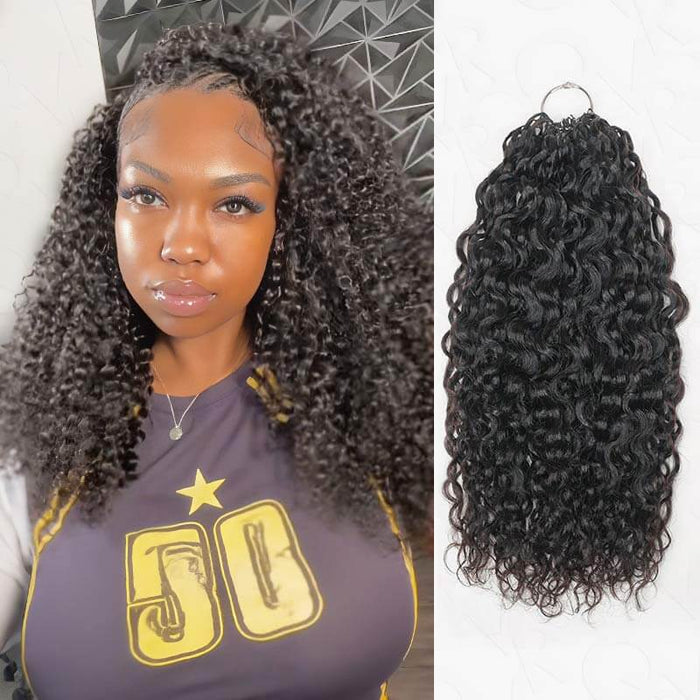 4 Packs $134|  QVR Twist Curly Crochet Hair Natural Black Machine Made Feather Human Hair Extension