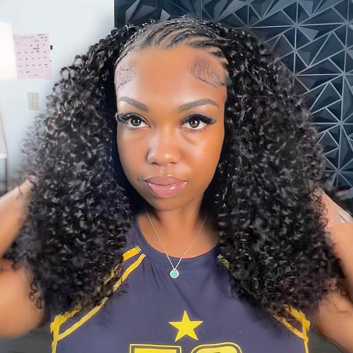 4 Packs $134|  QVR Twist Curly Crochet Hair Natural Black Machine Made Feather Human Hair Extension