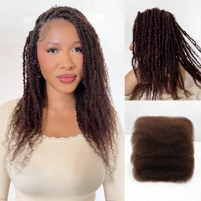 50% OFF丨Dark Brown Afro kinky Bulk Hair Extensions For Braiding Dreadlock Human Hair