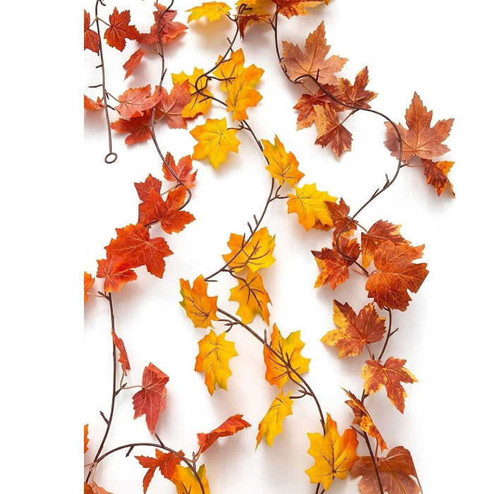 6' Artificial Fall Maple Leaf Garland, Golden Yellow & Green, Wholesale