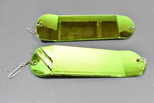 8.5" Double Finned Flasher Blank - Chrome Green Chartreuse