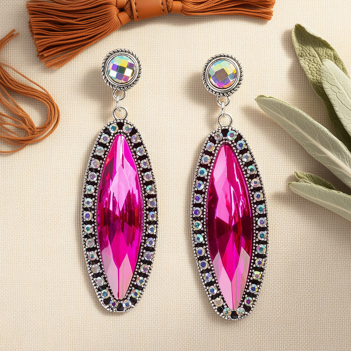 93656 - Crystal Earrings - Fuchsia