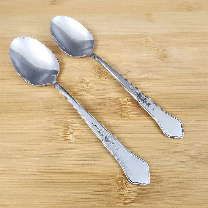 Ashmore Oneida Dinner Oval Soup Spoon 2 Set Stainless Burnished Handle Flatware