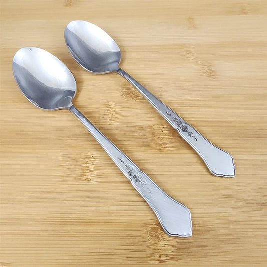 Ashmore Oneida Dinner Oval Soup Spoon 2 Set Stainless Burnished Handle Flatware