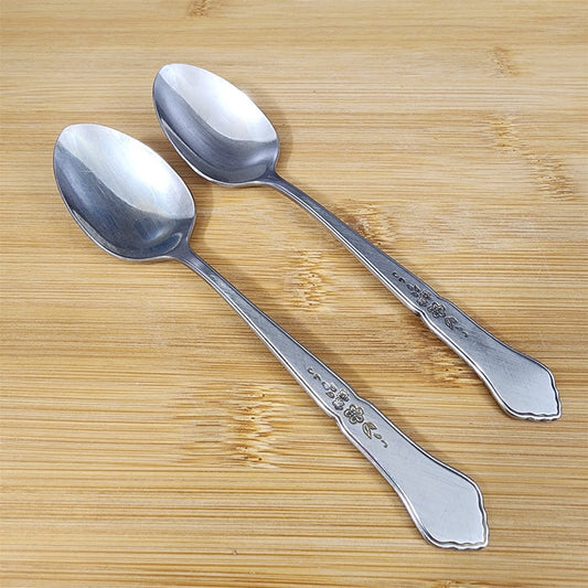 Ashmore Oneida Dinner Teaspoon Set of 2 Stainless Burnished Handle Flatware