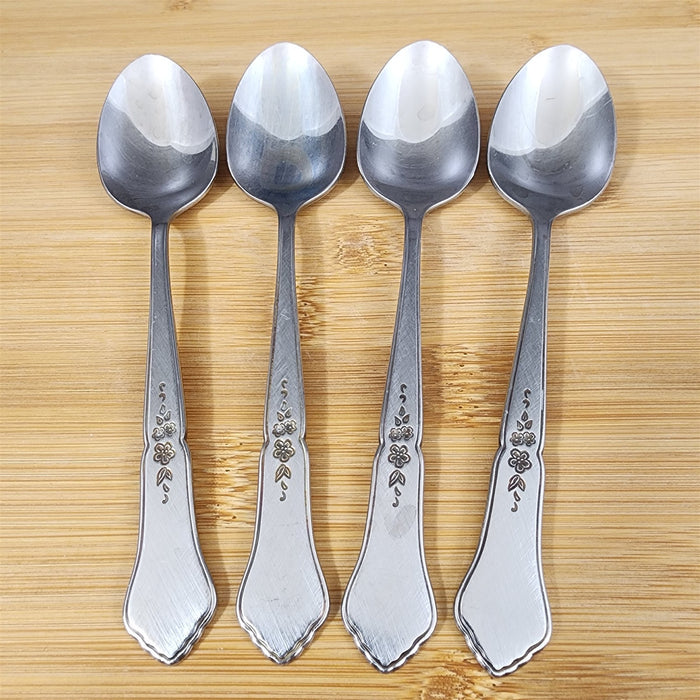 Ashmore Oneida Dinner Teaspoon Set of 4 Stainless Burnished Handle Flatware