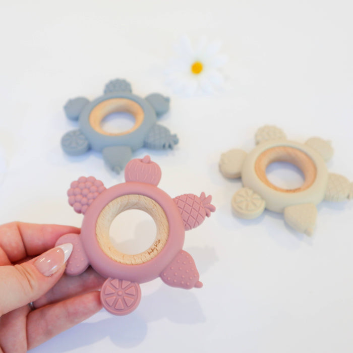 Baby Bliss Fruit Teether Ring - Dusty Rose