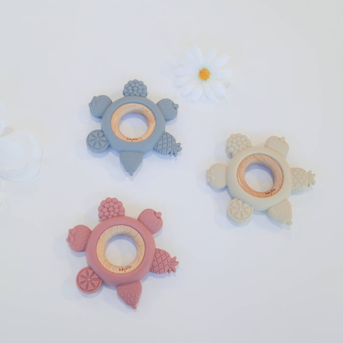 Baby Bliss Fruit Teether Ring - Dusty Rose