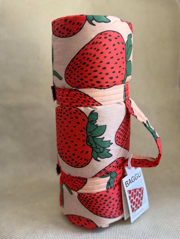 Baggu Puffy Picnic Blanket-Strawberry