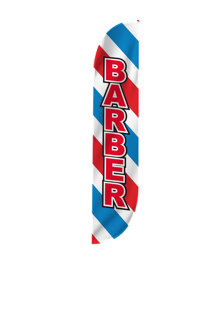 Barber Feather Flag - Barber Pole Style