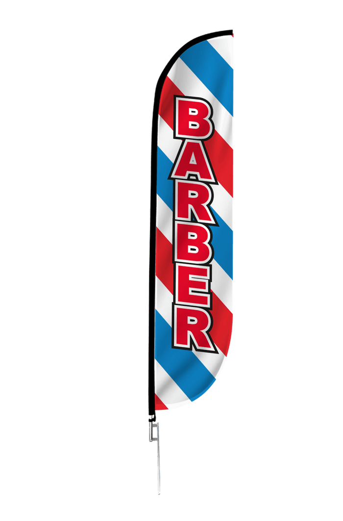 Barber Feather Flag - Barber Pole Style
