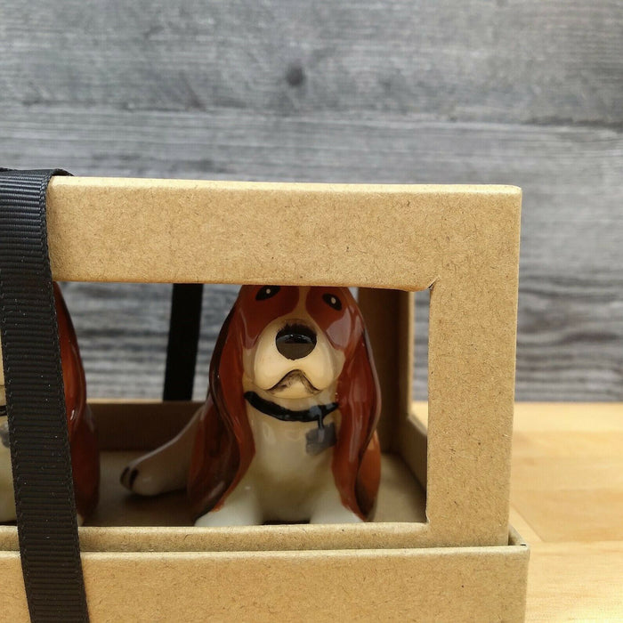 Basset Hound Dog Salt Pepper Set Collectible Whimsical Ceramic by Blue Sky
