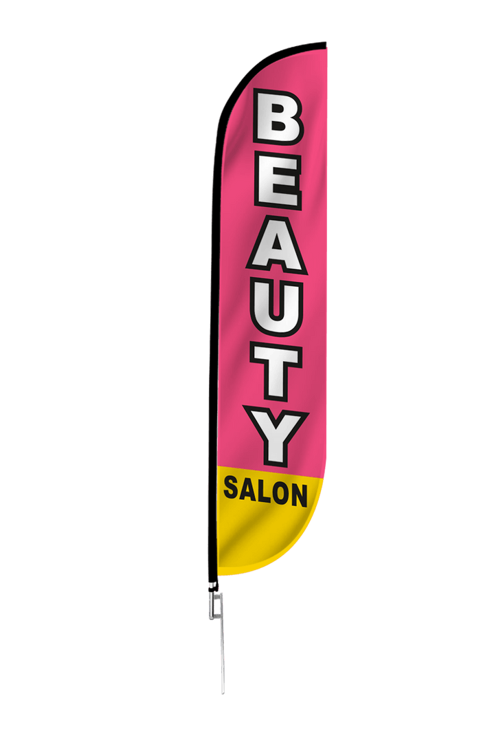 Beauty Salon Feather Flag Pink