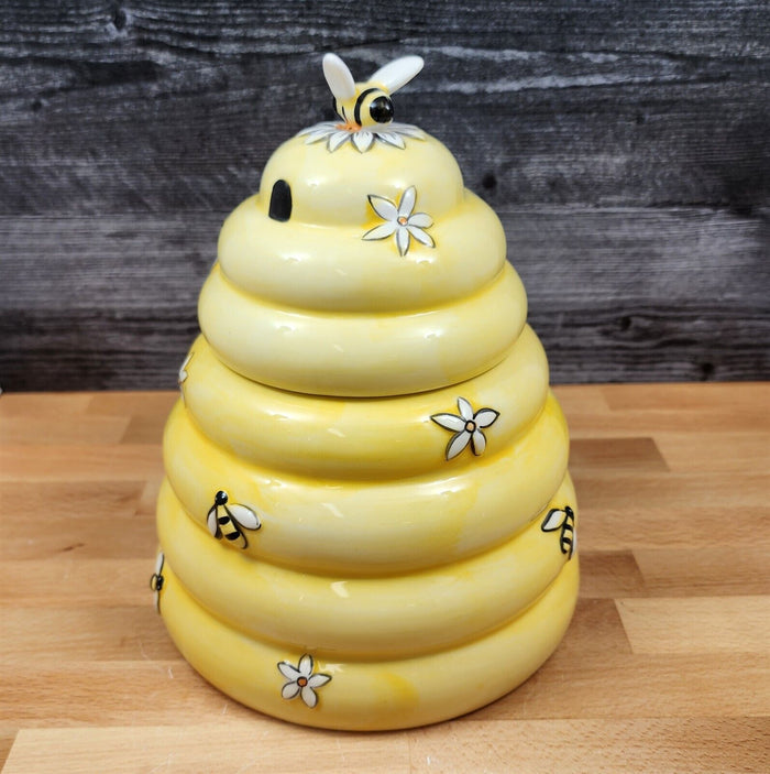 Bee Hive Honey Cookie Candy Treat Jar Canister Figurine by Blue Sky