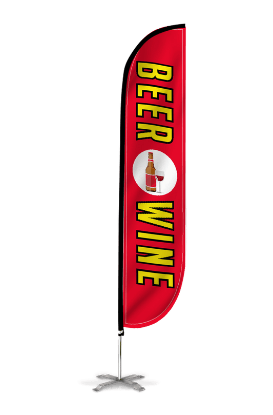 Beer & Wine Feather Flag Red
