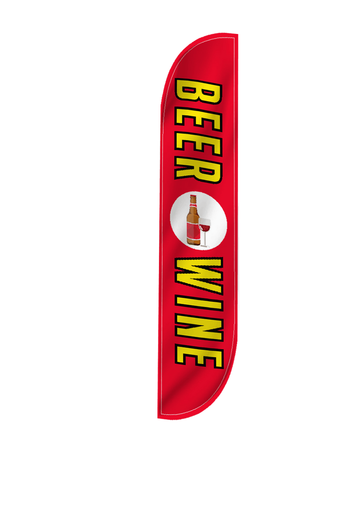 Beer & Wine Feather Flag Red