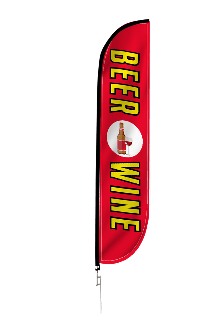 Beer & Wine Feather Flag Red
