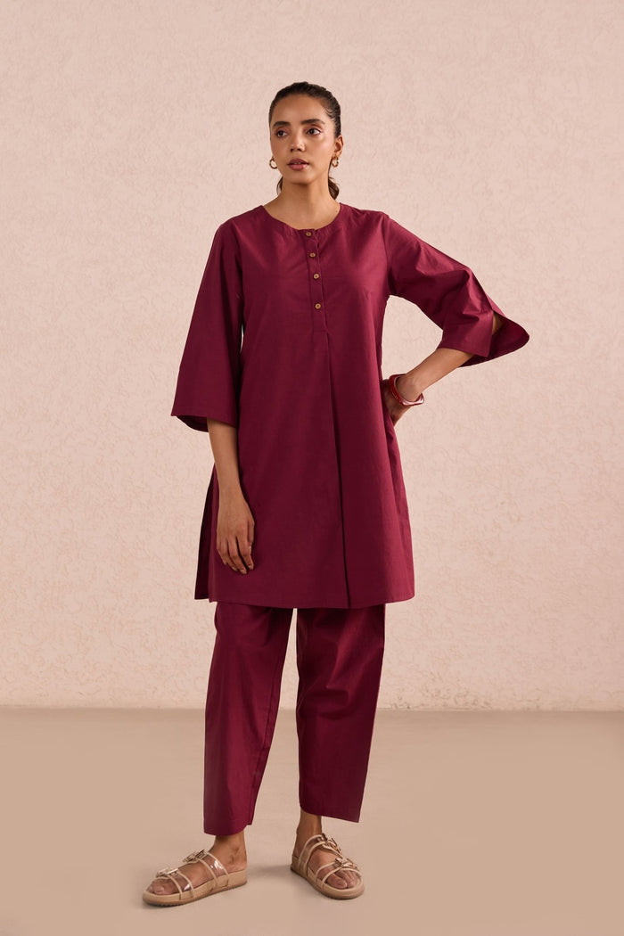 Berry Red Cotton Co-ord Set - Tara-C-Tara