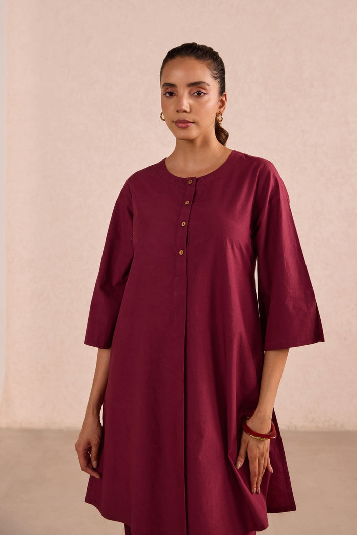 Berry Red Cotton Co-ord Set - Tara-C-Tara