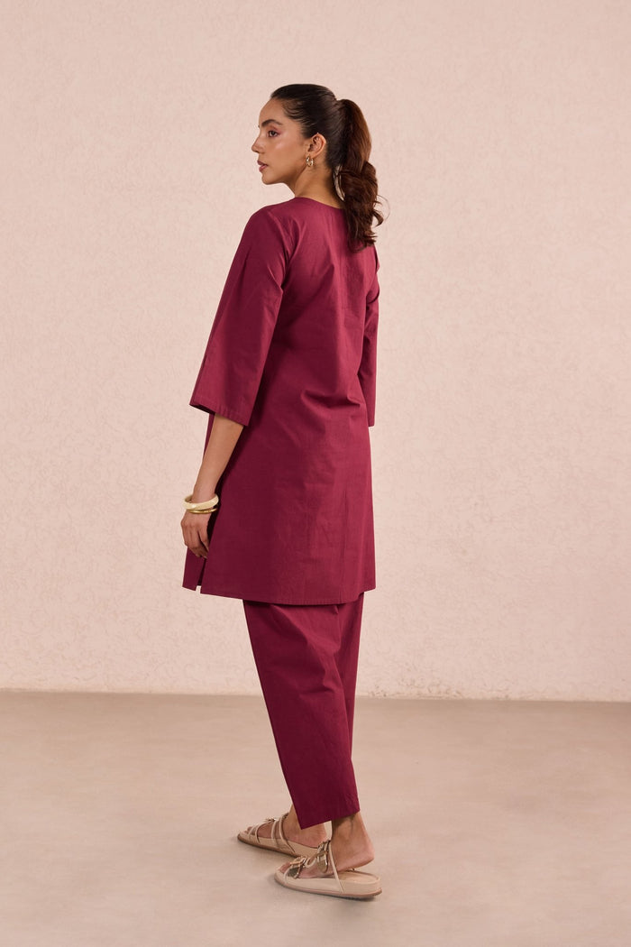 Berry Red Cotton Co-ord Set - Tara-C-Tara