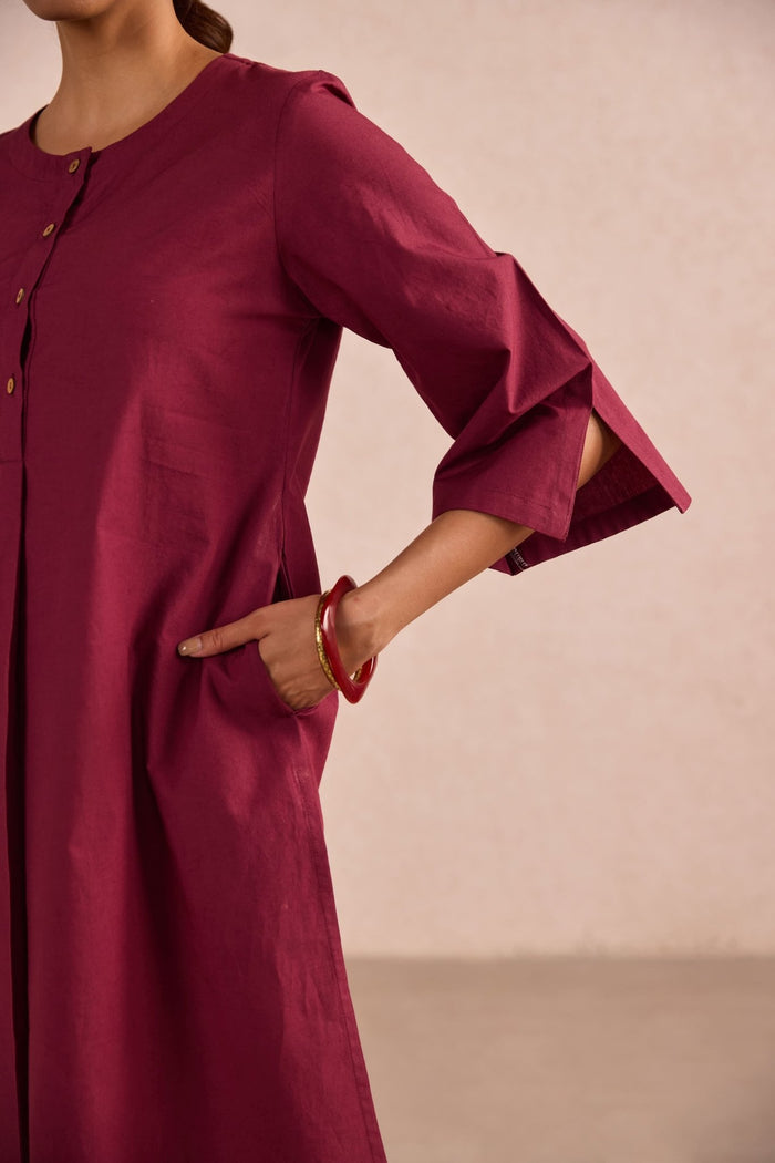 Berry Red Cotton Co-ord Set - Tara-C-Tara