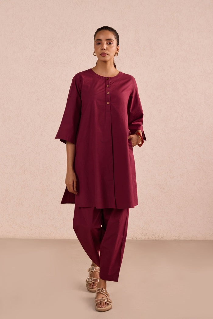 Berry Red Cotton Co-ord Set - Tara-C-Tara