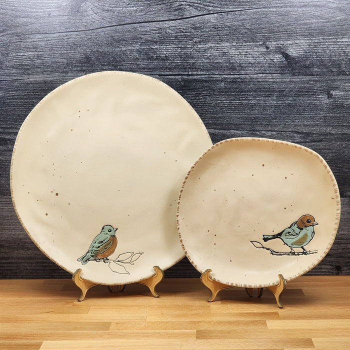 Bird Reactive Set of 2 Plate Dinner and Salad Embossed Decorative by Blue Sky