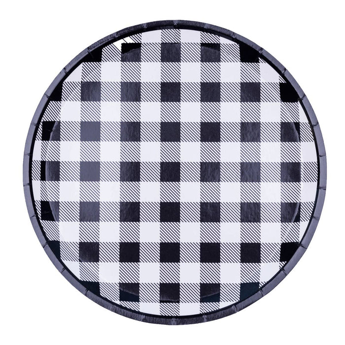 Black and White Gingham Dinner Plates