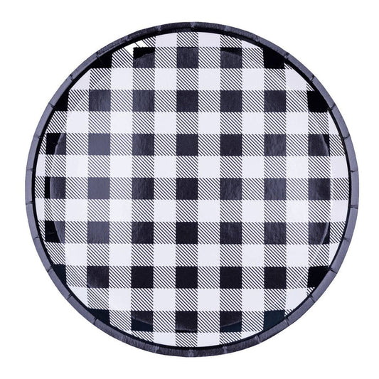 Black and White Gingham Dinner Plates