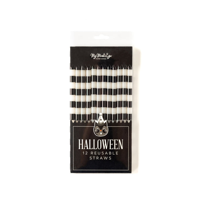 Black and White Striped Reusable Straws