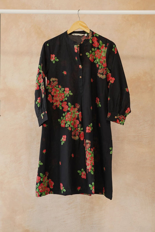 Black Bloom Blue Kurta - Tara - C - Tara