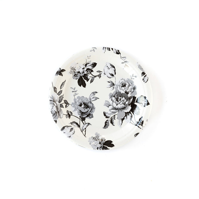 Black Floral Dessert Plates