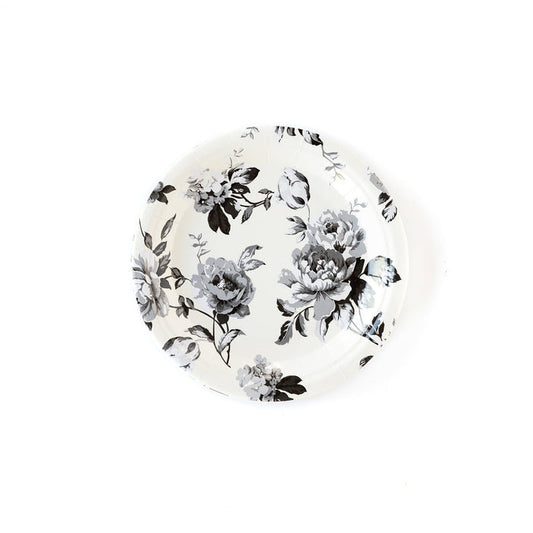 Black Floral Dessert Plates