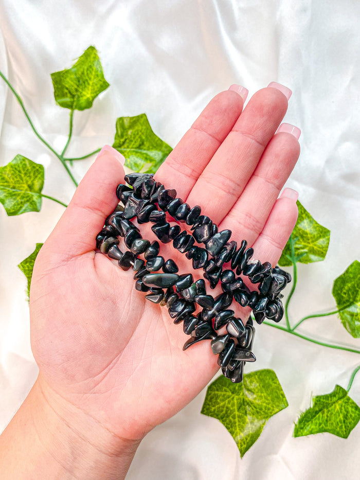 Black Obsidian Chip Bracelet