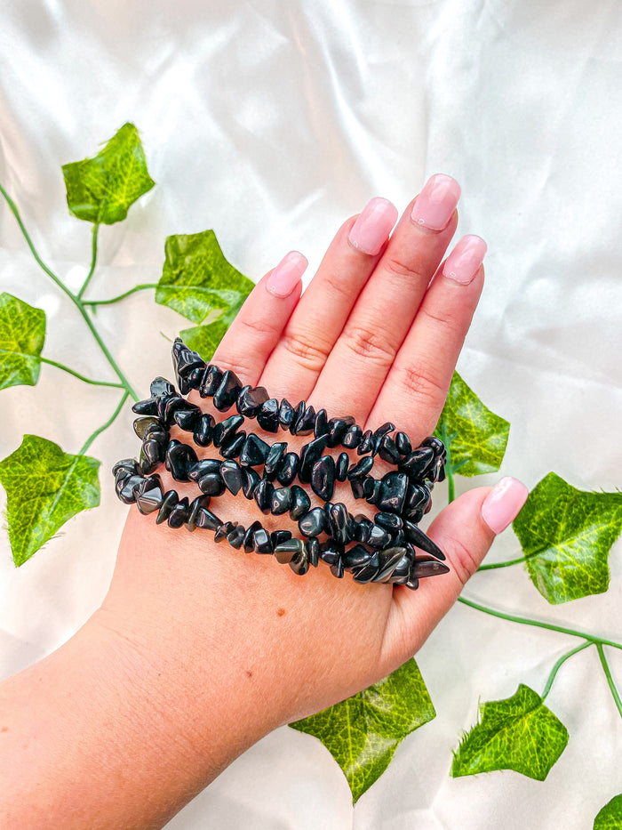Black Obsidian Chip Bracelet