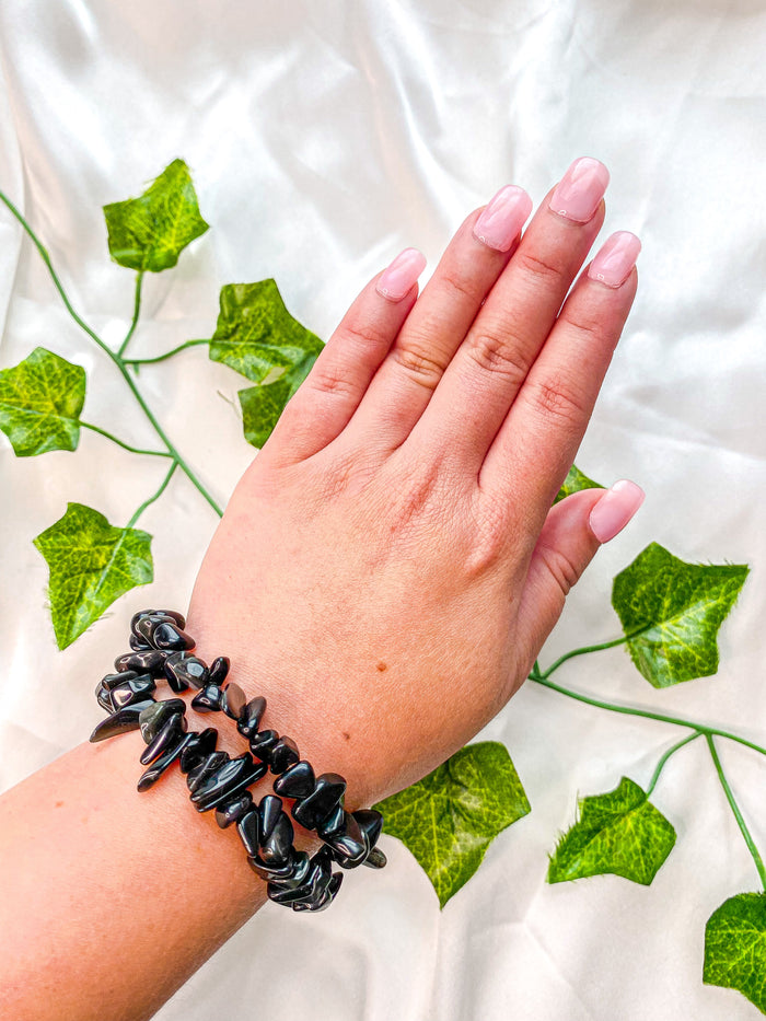 Black Obsidian Chip Bracelet