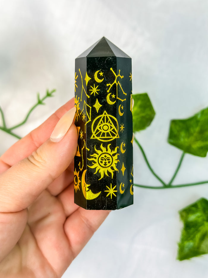 Black Obsidian Mix Symbol Tower