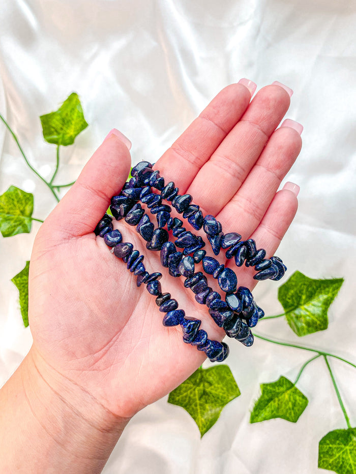 Blue Goldstone Chip Bracelet